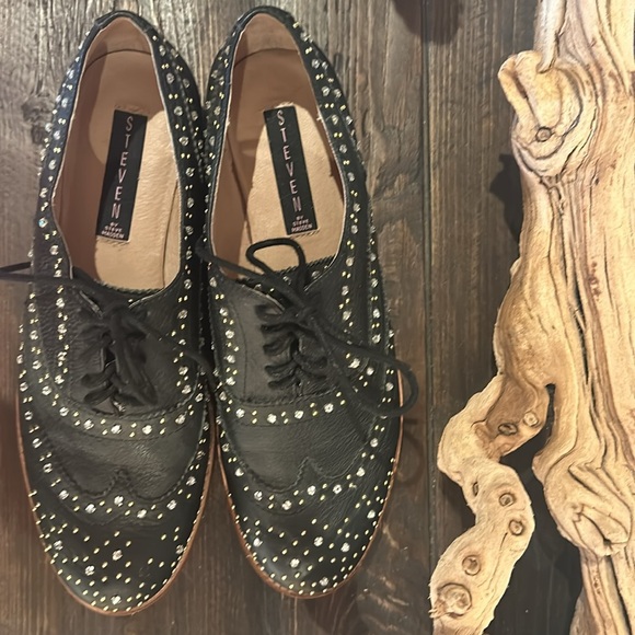 NWT STEVEN by Steve Madden Goldey rhinestone & studded oxford size 9.5 - Picture 4 of 8